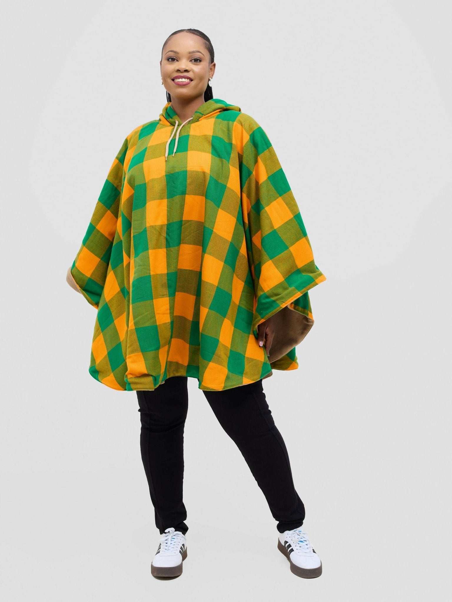 Lifted Hood Poncho - Green / Yellow - image 4