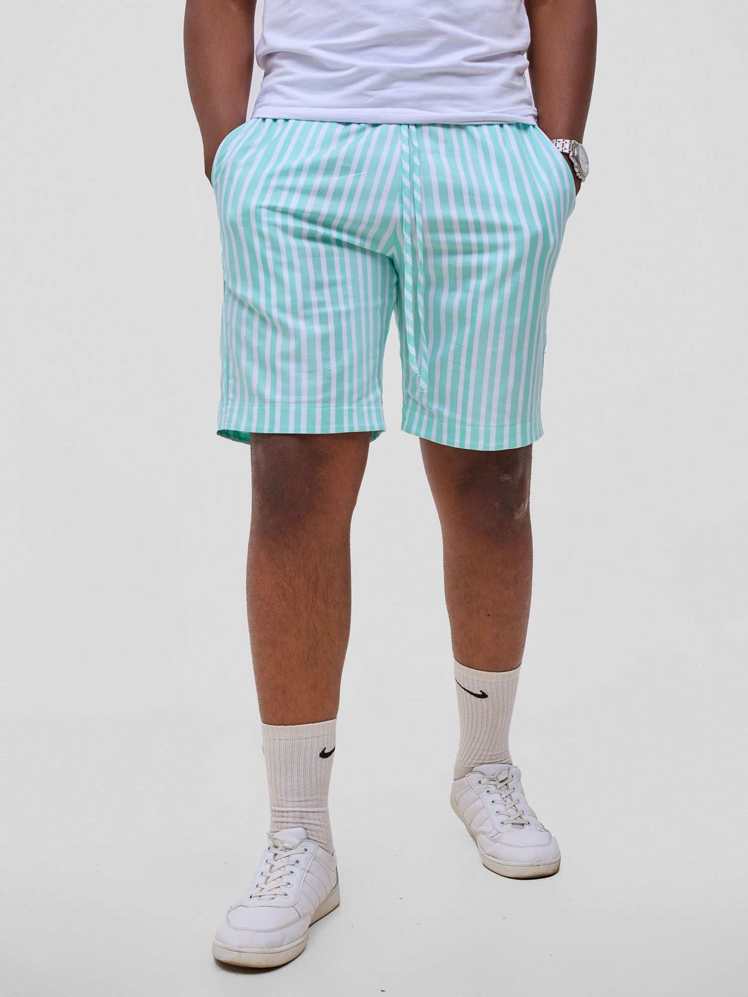 Safari Mansi Mens Shorts - Green Stripes - image 5