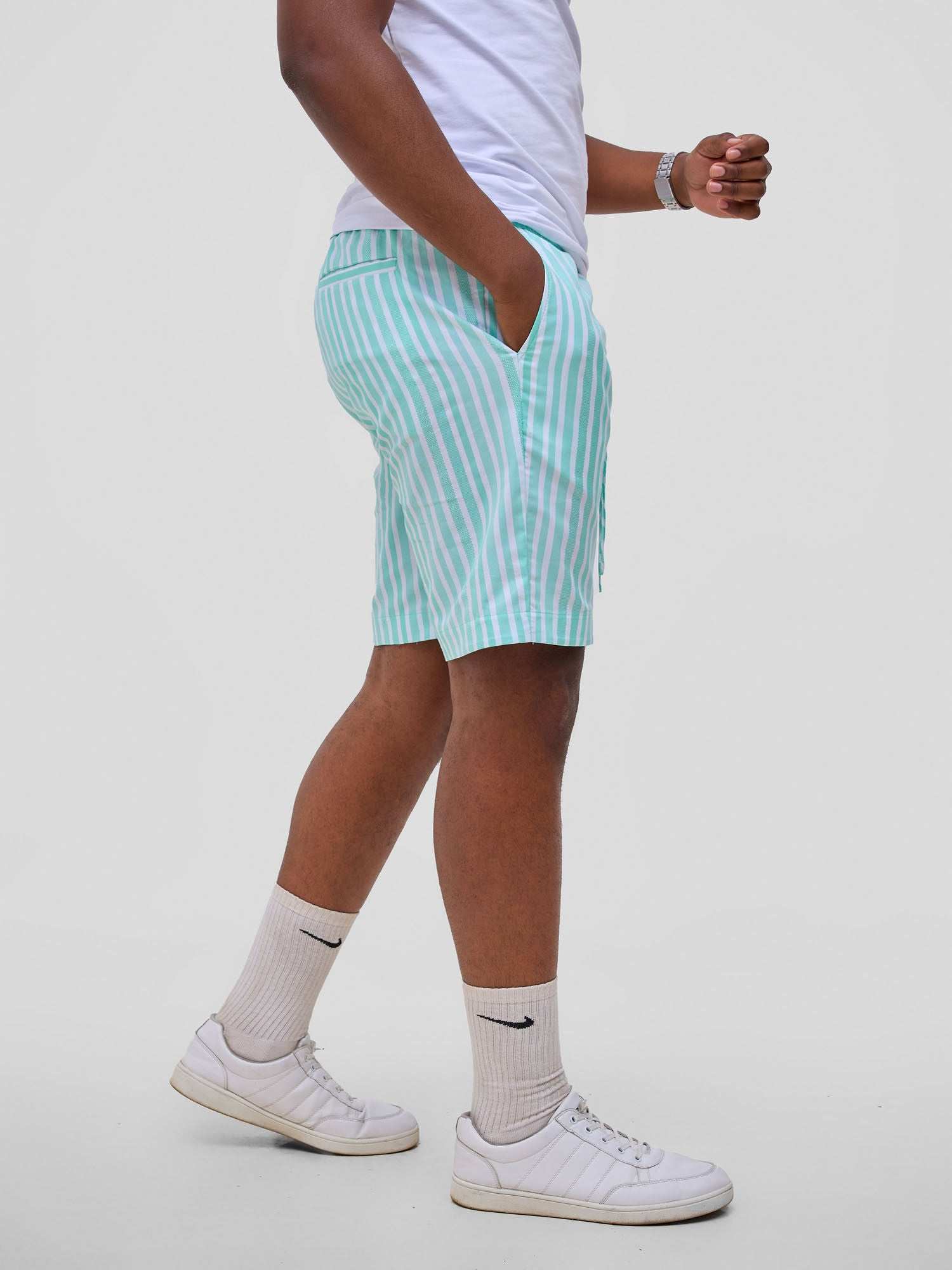 Safari Mansi Mens Shorts - Green Stripes - image 1