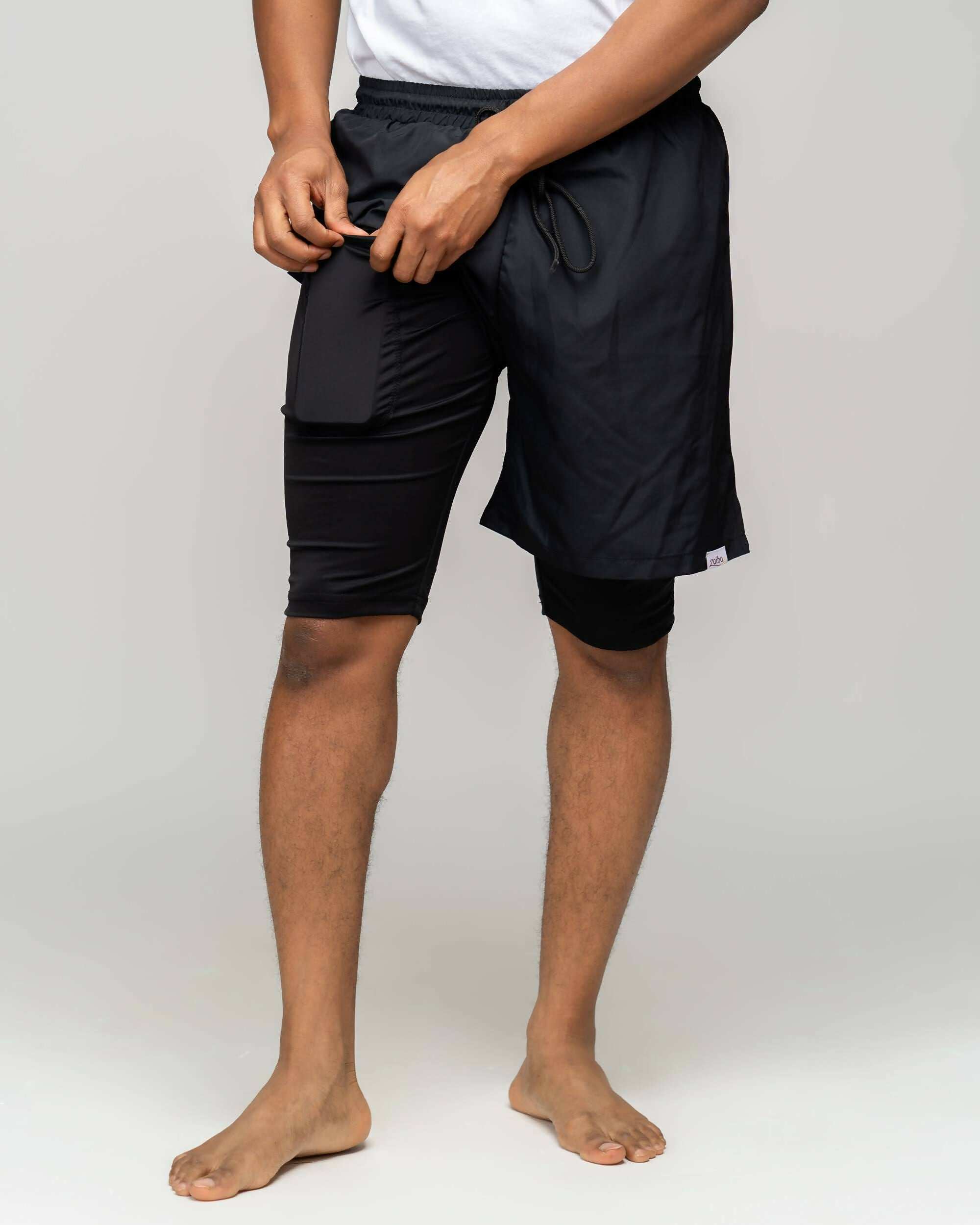 Modest Workout 2 in1 Long Shorts - Black - image 2