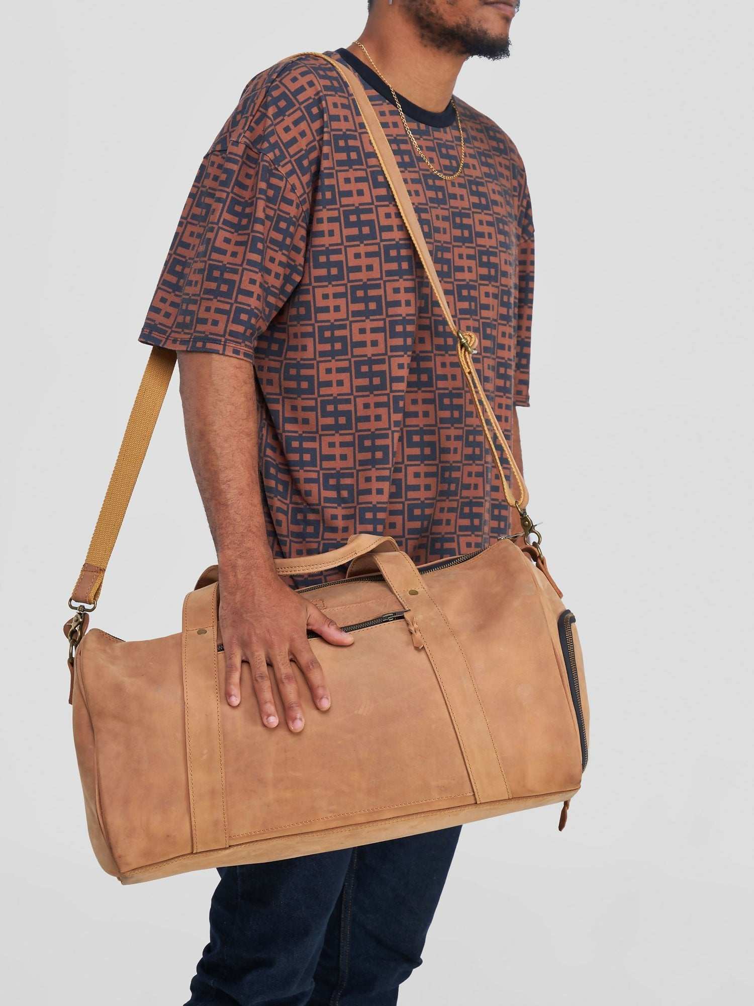 Blueberry Leather Duffle Bag - Brown - image 2