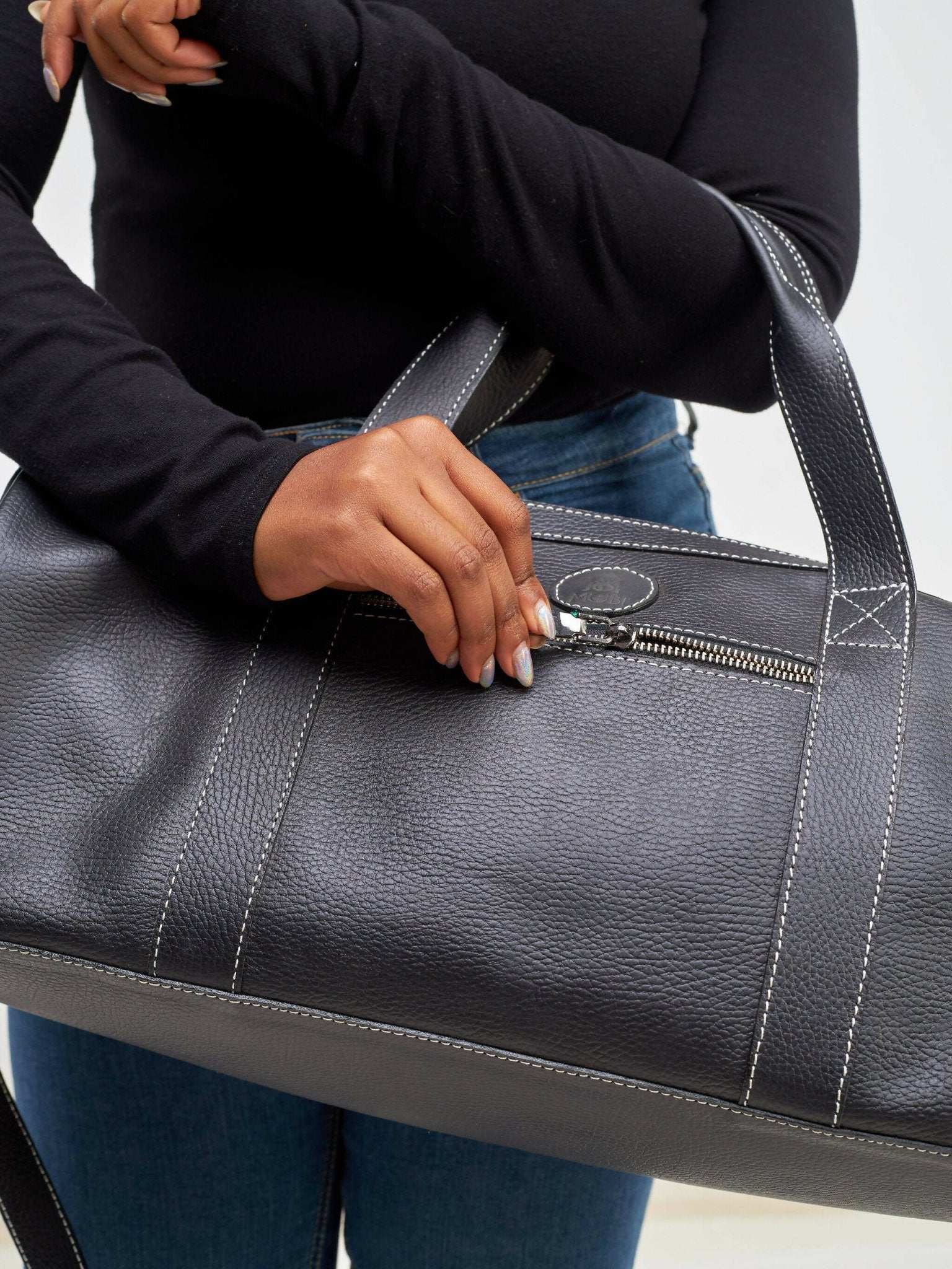 Mubi Leather Fahari Travel Bag - Black - image 5