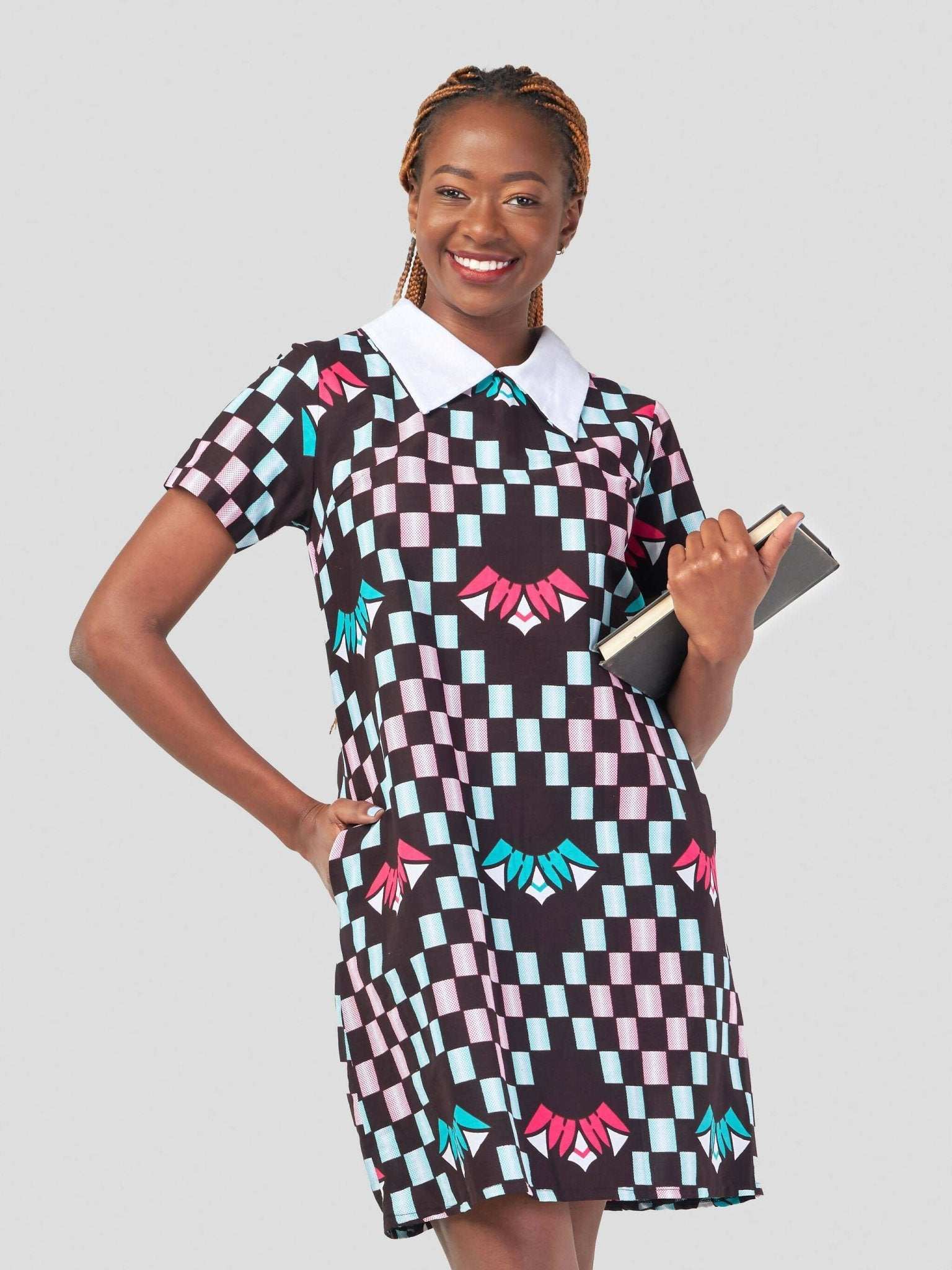 Gravio Fashions Squared A Dress - Brown - image 4