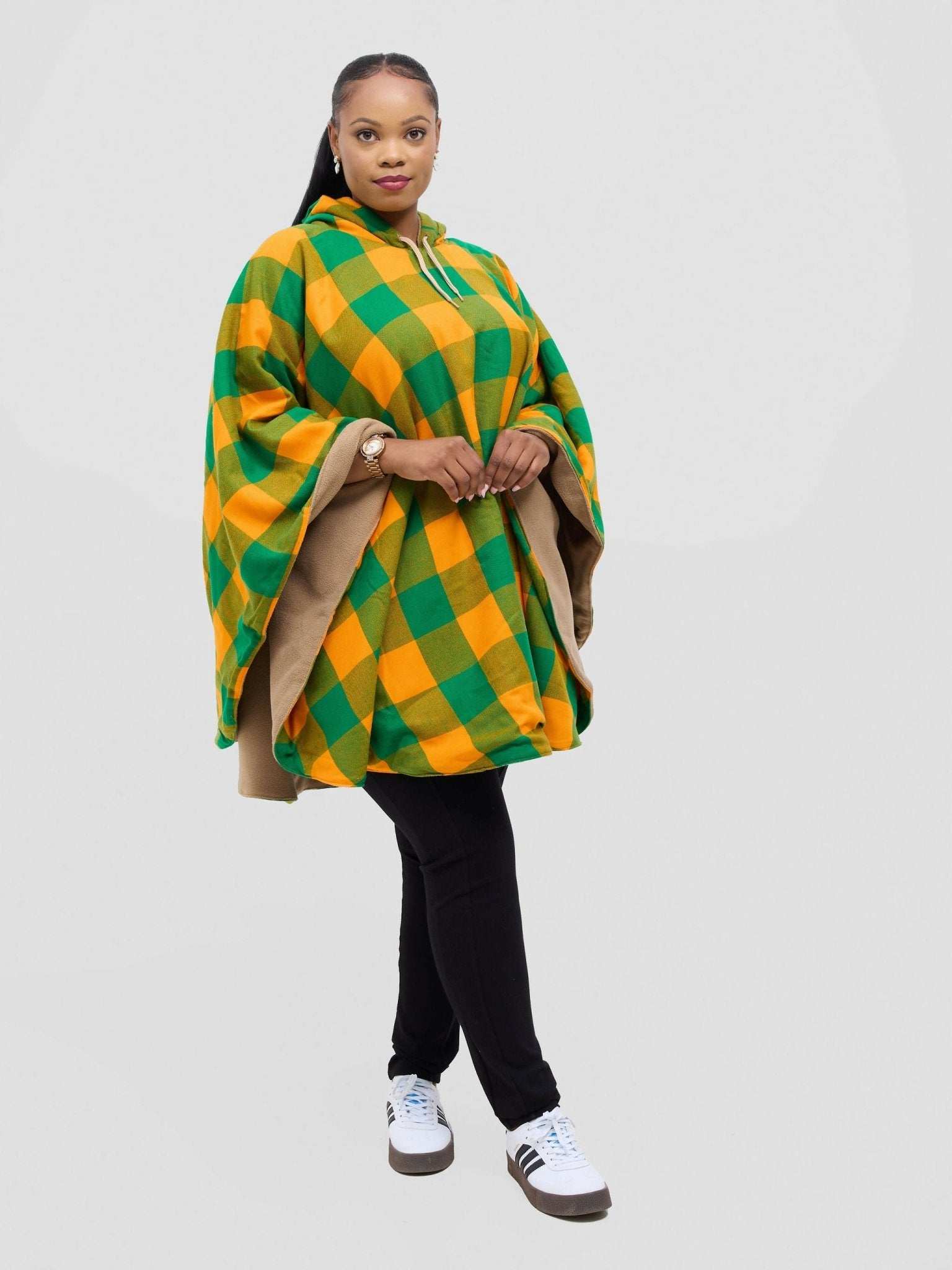 Lifted Hood Poncho - Green / Yellow - image 2