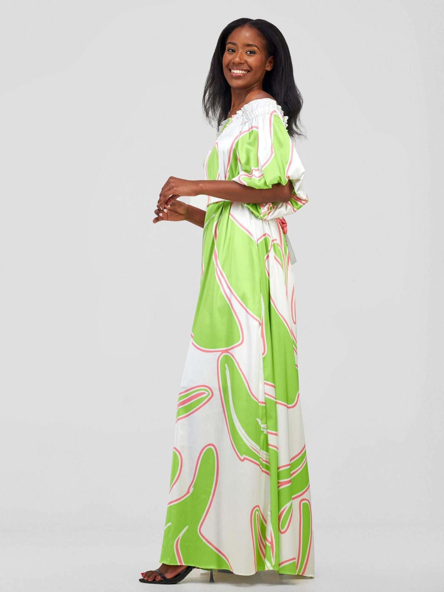Vivo Sanyu Bubble Sleeve Tent Dress - Lime / White Zazi Print - image 3