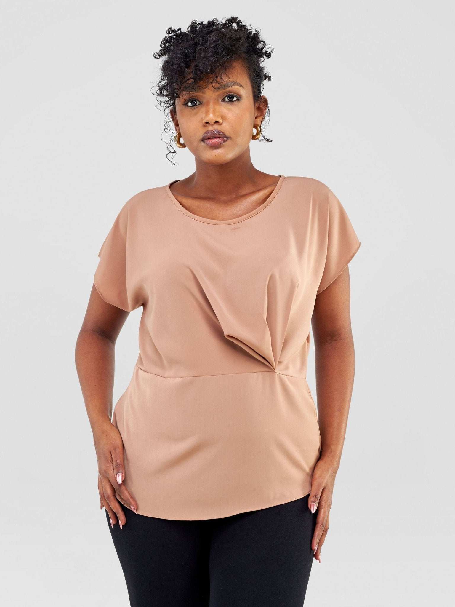 Vivo Zaria Waist Cowl Top - Taupe - image 1