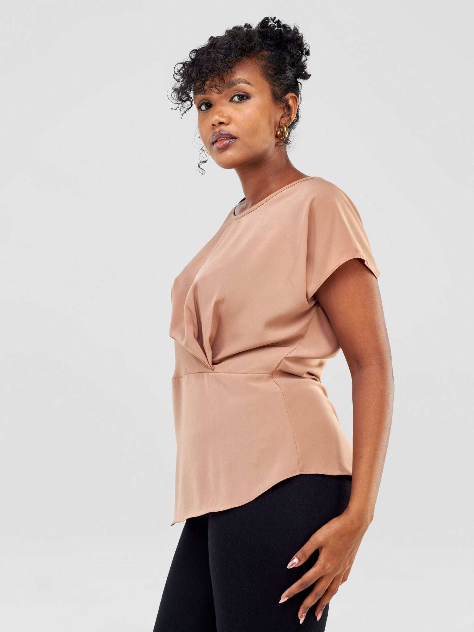 Vivo Zaria Waist Cowl Top - Taupe - image 2