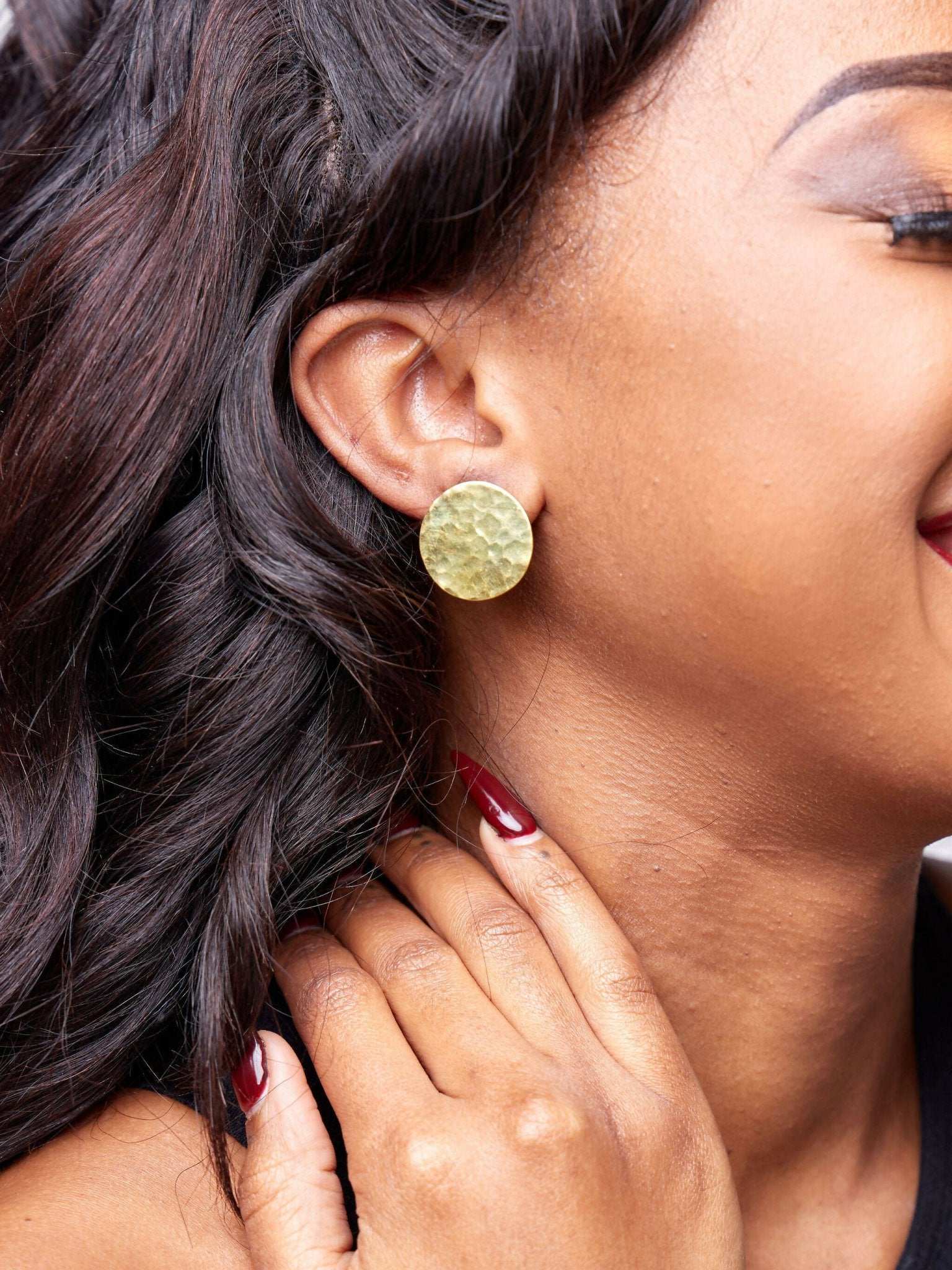 Lizola Sophy Round Earrings + Polisher - Brass - image 2