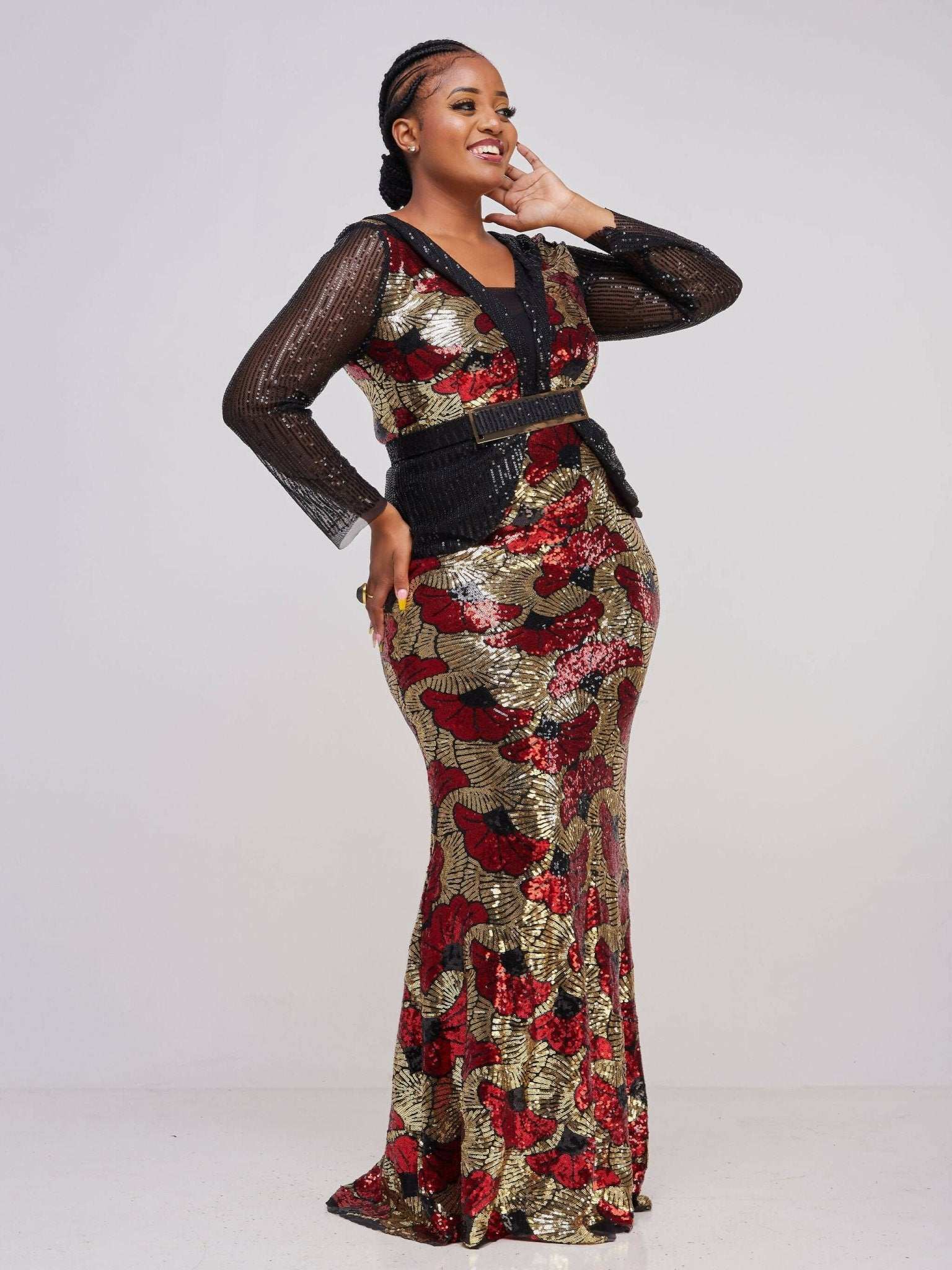 Flowered Gown - Red - image 2