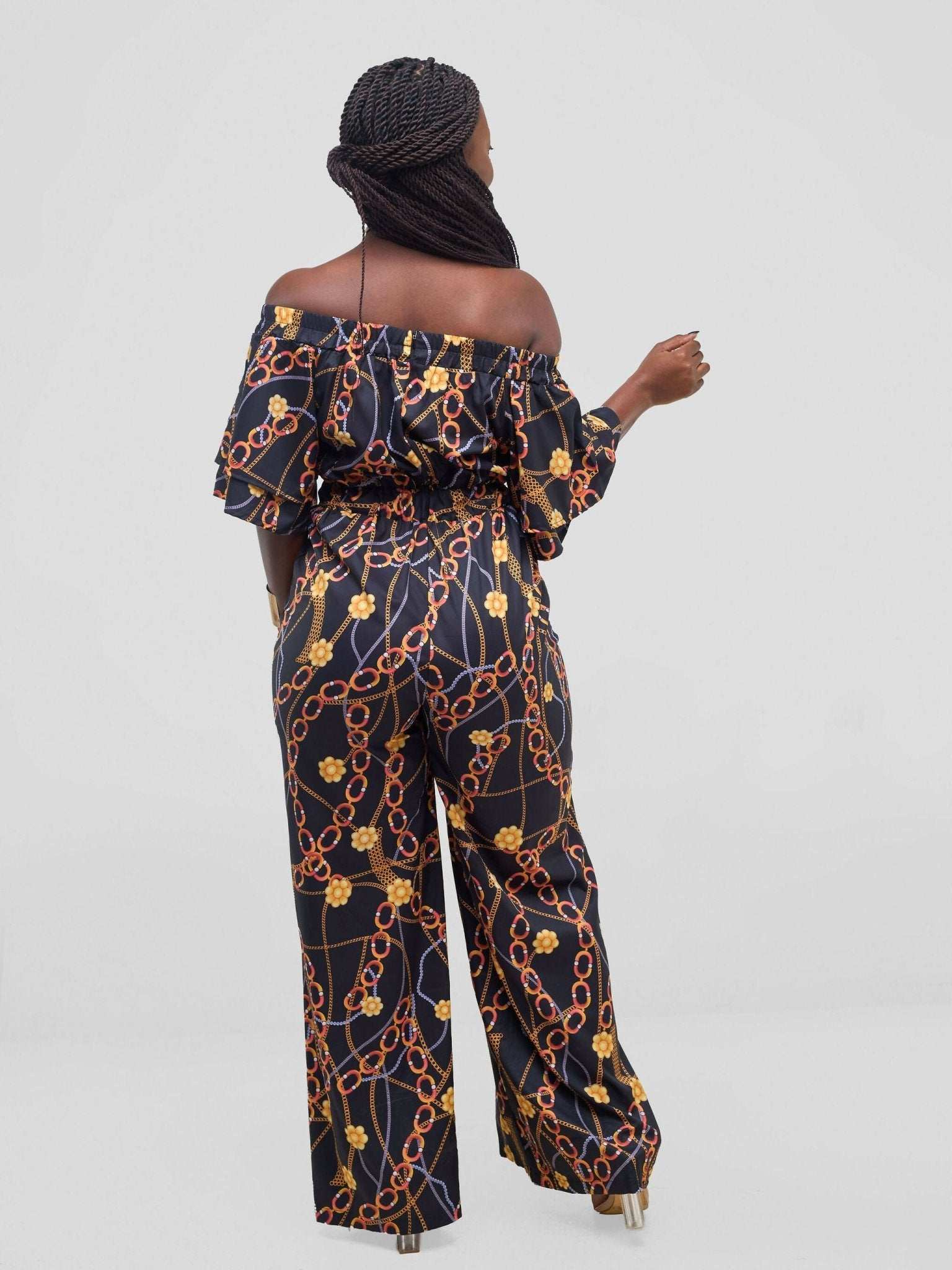 Stylish Sisters Fancy Off-Shoulder Jumpsuit - Black / Gold - image 2