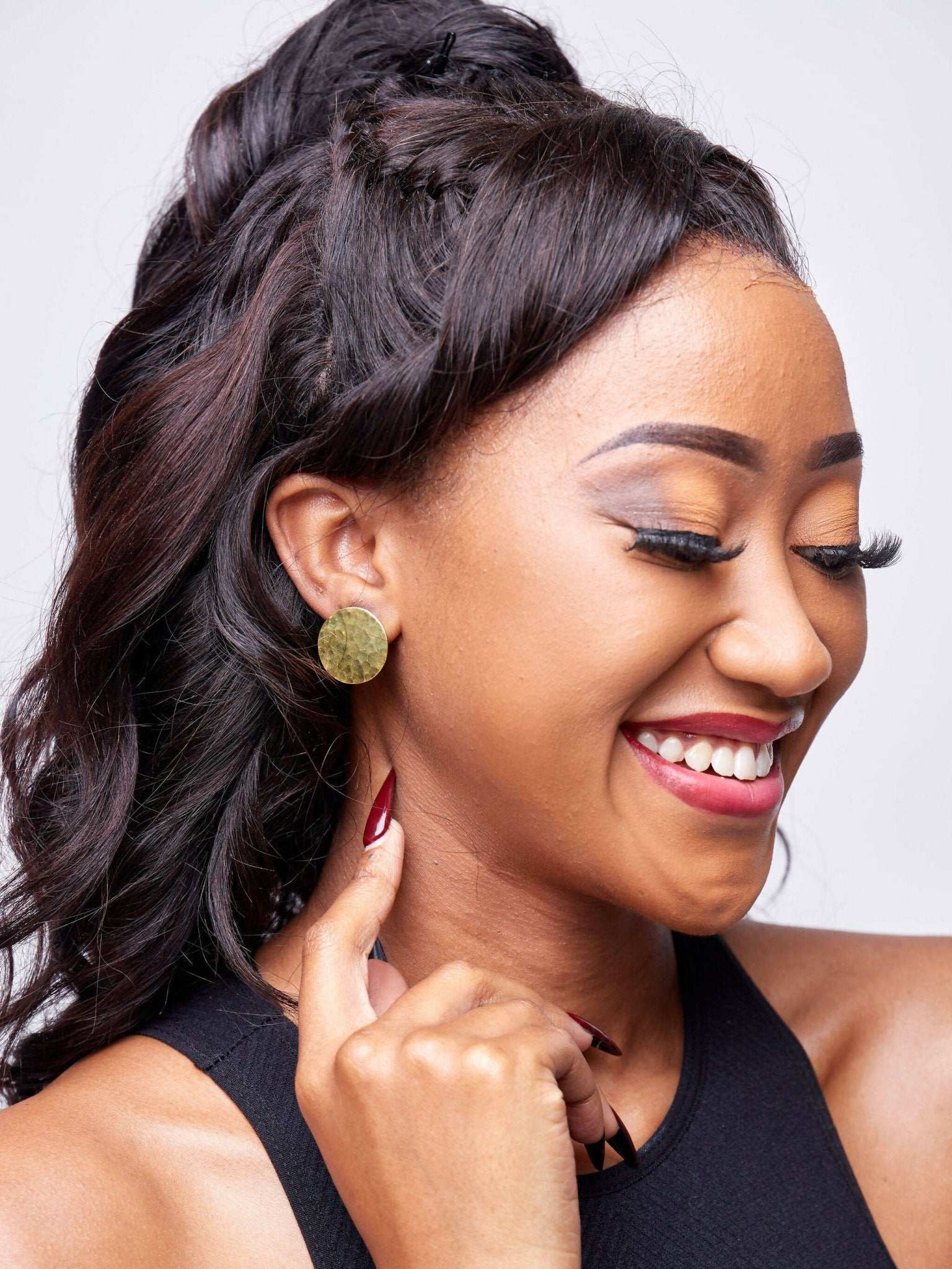 Lizola Sophy Round Earrings + Polisher - Brass - image 1
