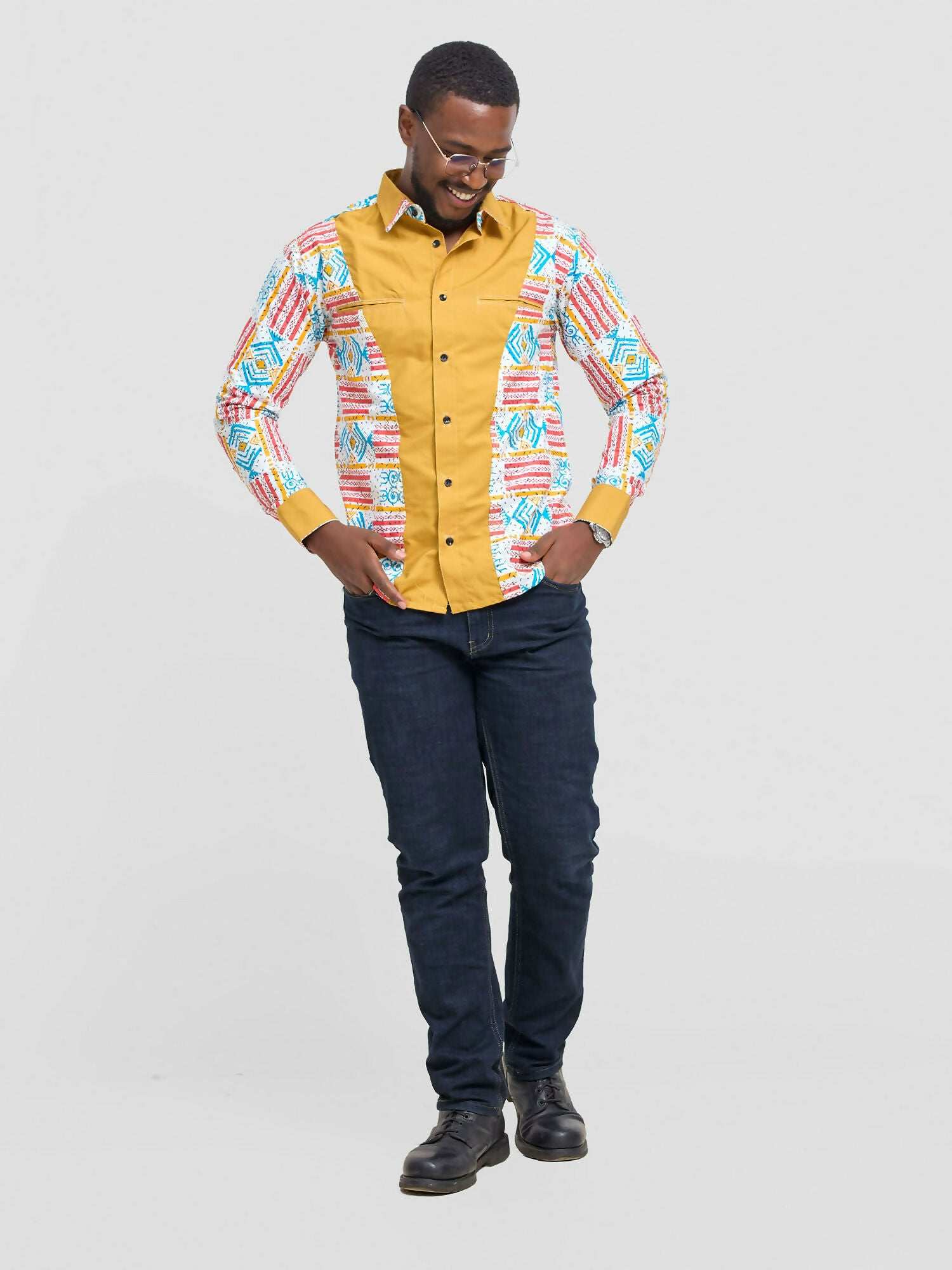 Mendilines Warm African Shirt - Yellow Print - image 1