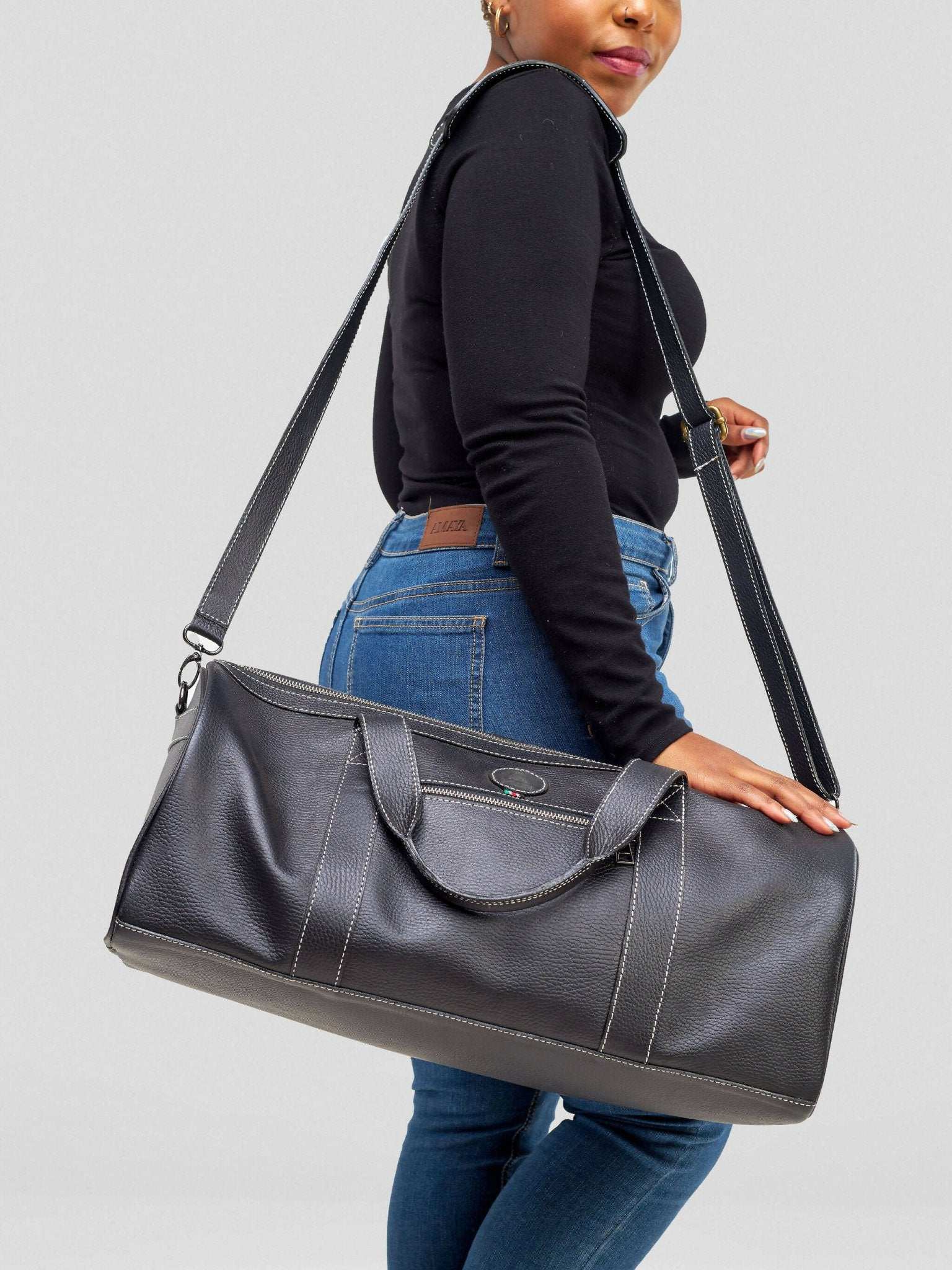 Mubi Leather Fahari Travel Bag - Black - image 6