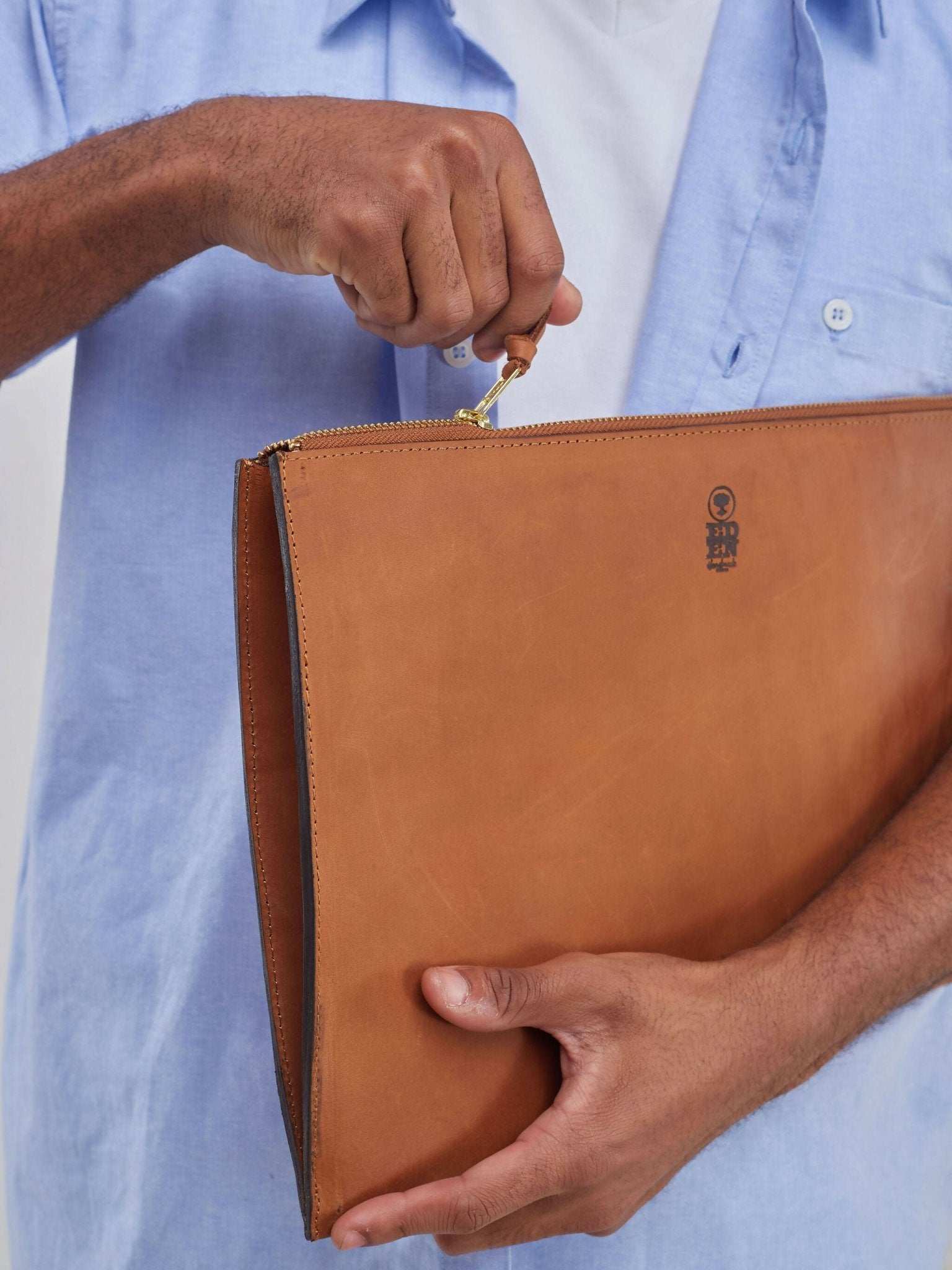 Eden Leather Laptop Sleeve Bag - Chesnut - image 2