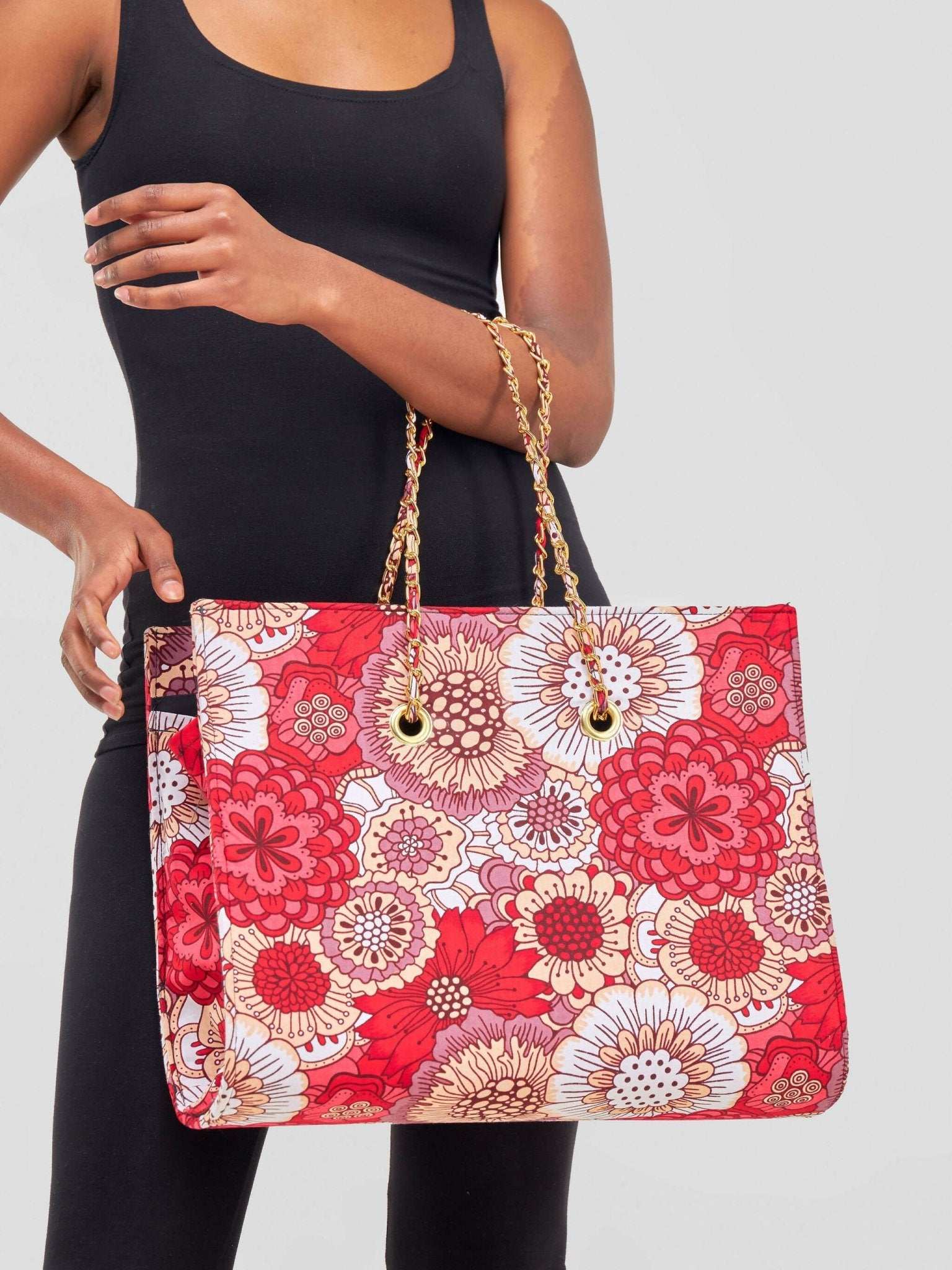 Khay Designs Chained Handbag - Pink Floral - image 4