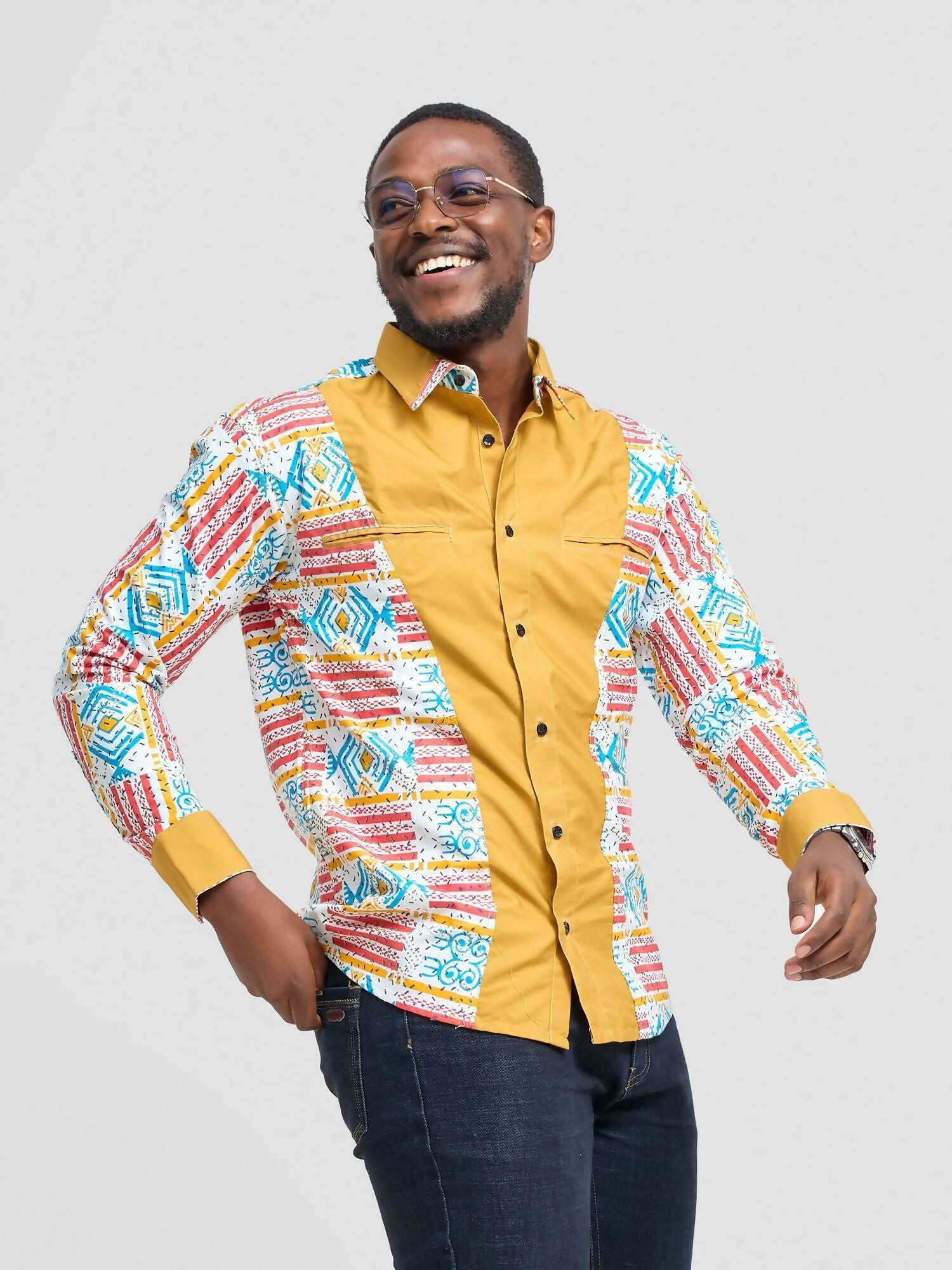 Mendilines Warm African Shirt - Yellow Print - image 3