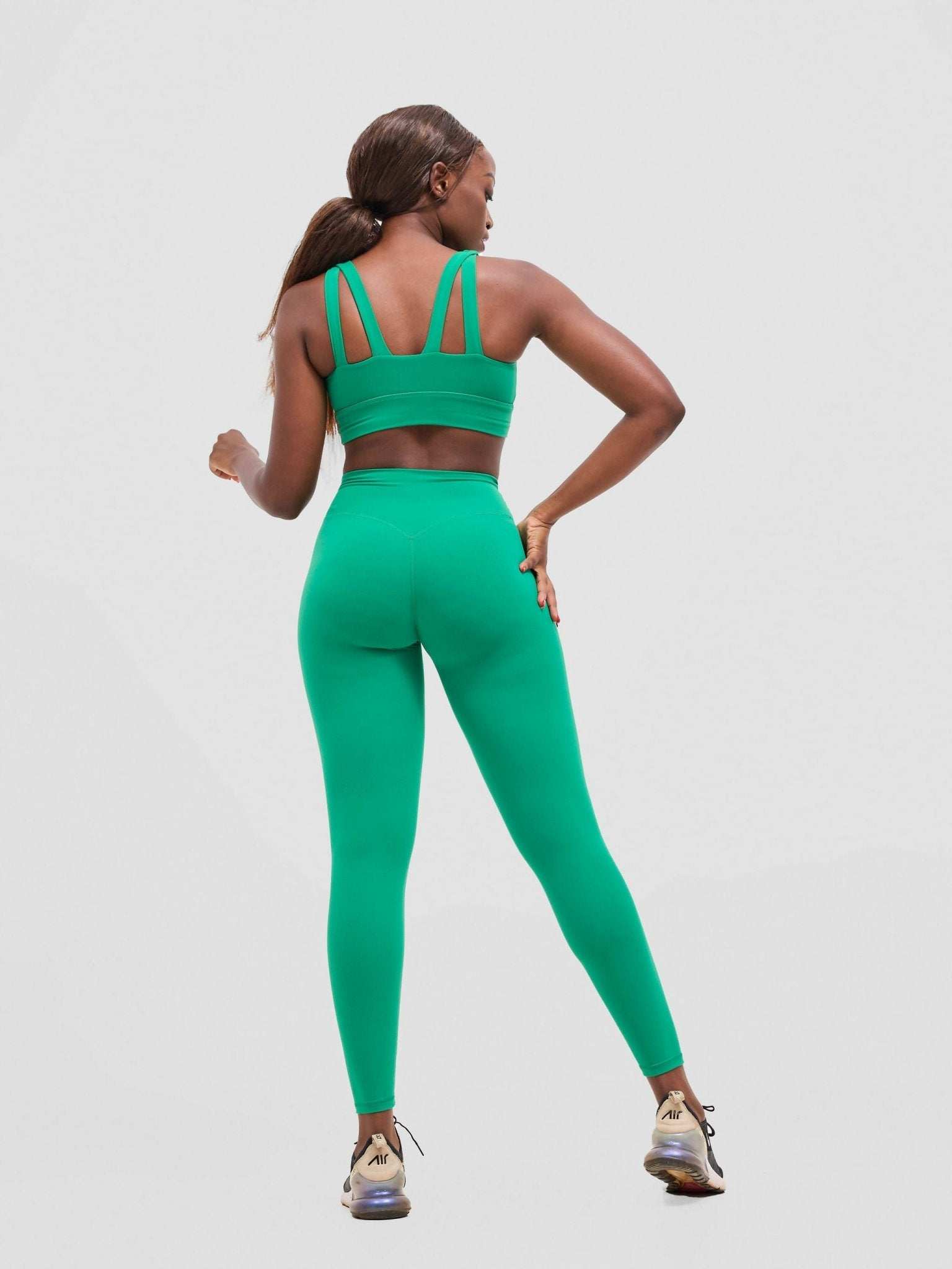 Flen Store High Impact Sports Bra & Leggings Set - Vintage Green - image 3